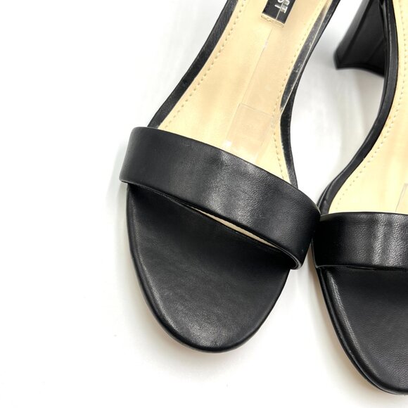 Nine West Womens Pruce Black Leather Block Heel Open Toe Sandals Heels Shoes 6.5 - Picture 4 of 13